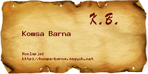 Komsa Barna névjegykártya
